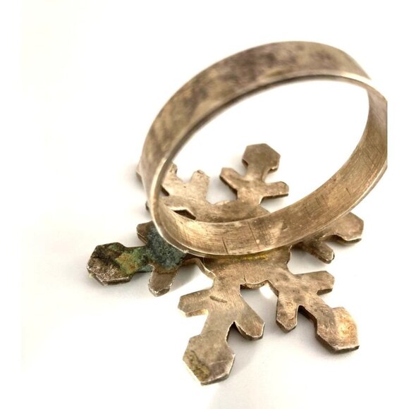 Vintage Silver Plated Copper Snowflake Napkin Rings - Picture 7 of 7